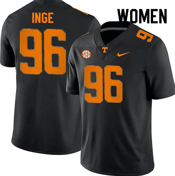 Women #96 Isaiah Inge Tennessee Volunteers College Football Jerseys Stitched-Black